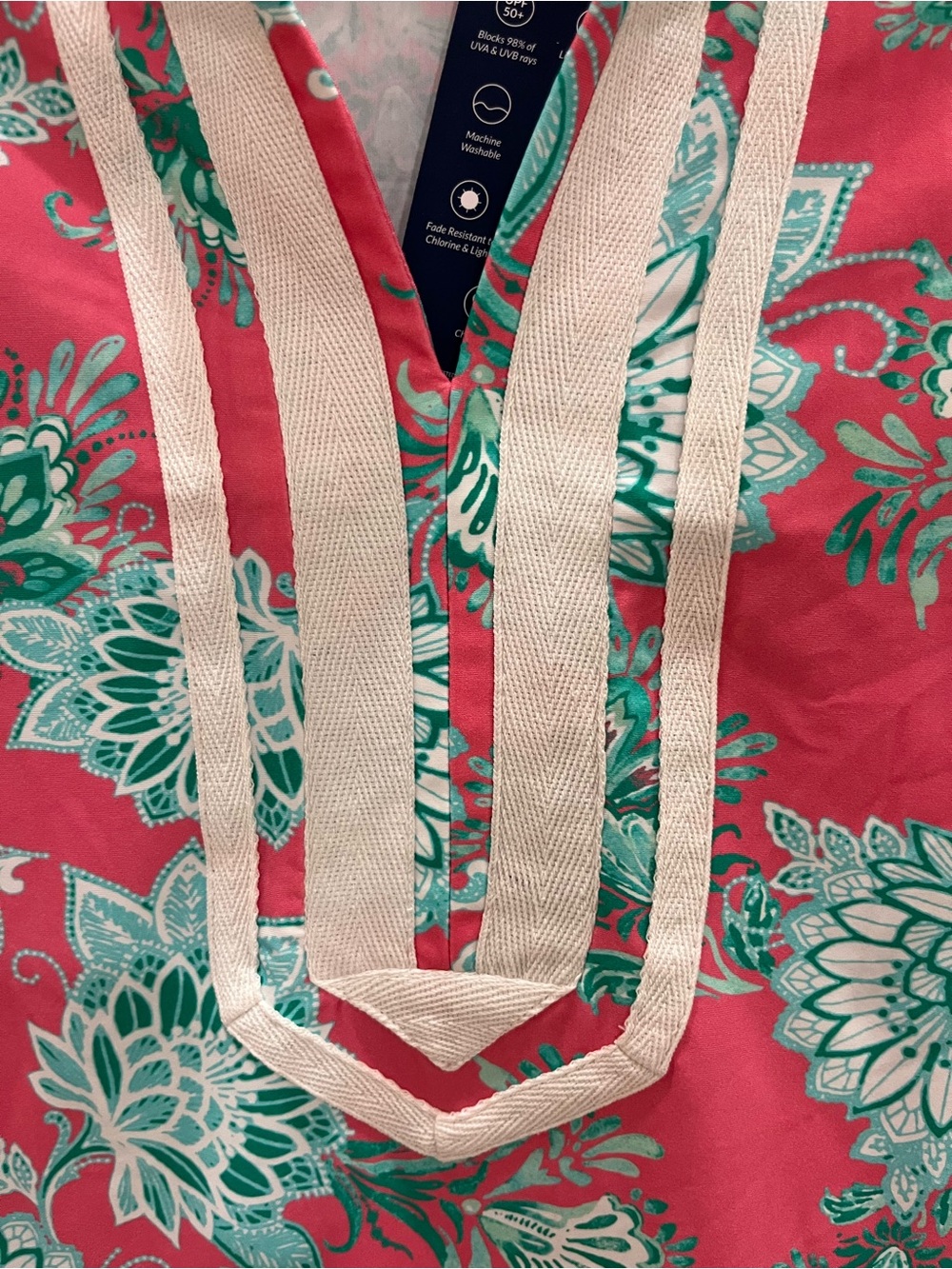 Cabana Life Cote de Azure Sleeveless Pink Floral Shift Tunic swim cover up Dress - Picture 5 of 11